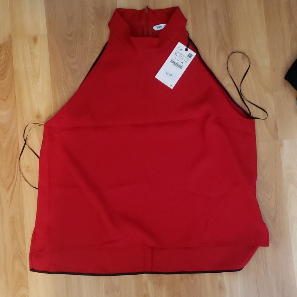 Zara red halter neck top